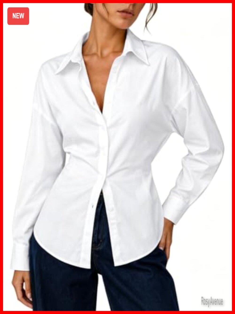 Women Cinched Waist Button Down Tie Back Long Sleeve Blouse